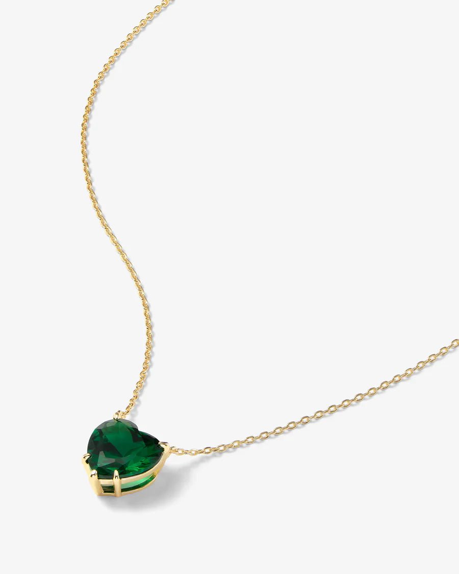 Adore You Gold Plated Emerald Heart Necklace - ARTSY SILVER