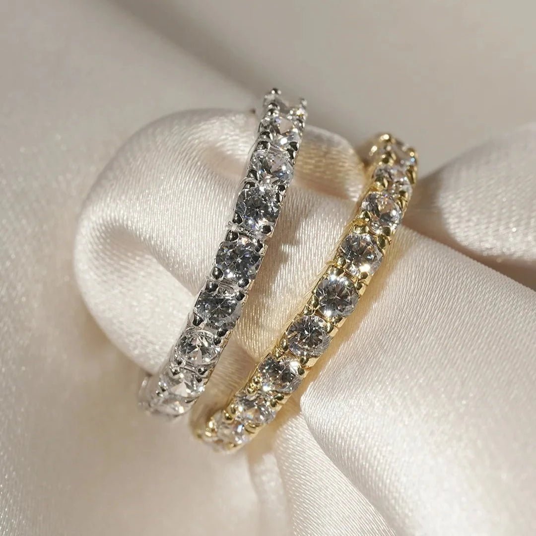 Fairy Lights Zircon Silver Wedding Band - ARTSY SILVER