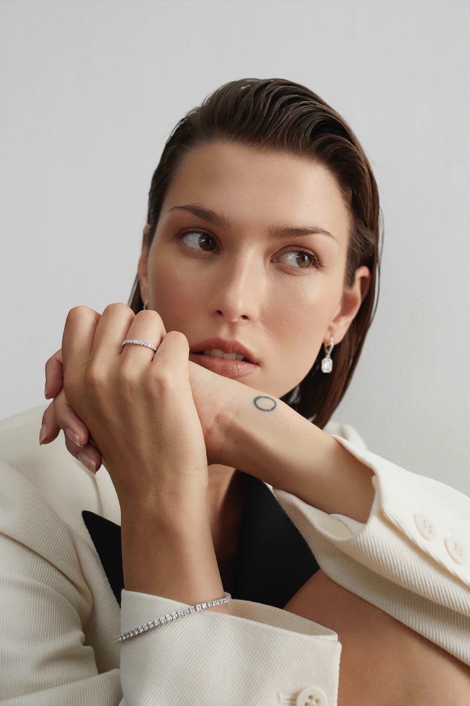 Fairy Lights Zircon Silver Wedding Band - ARTSY SILVER