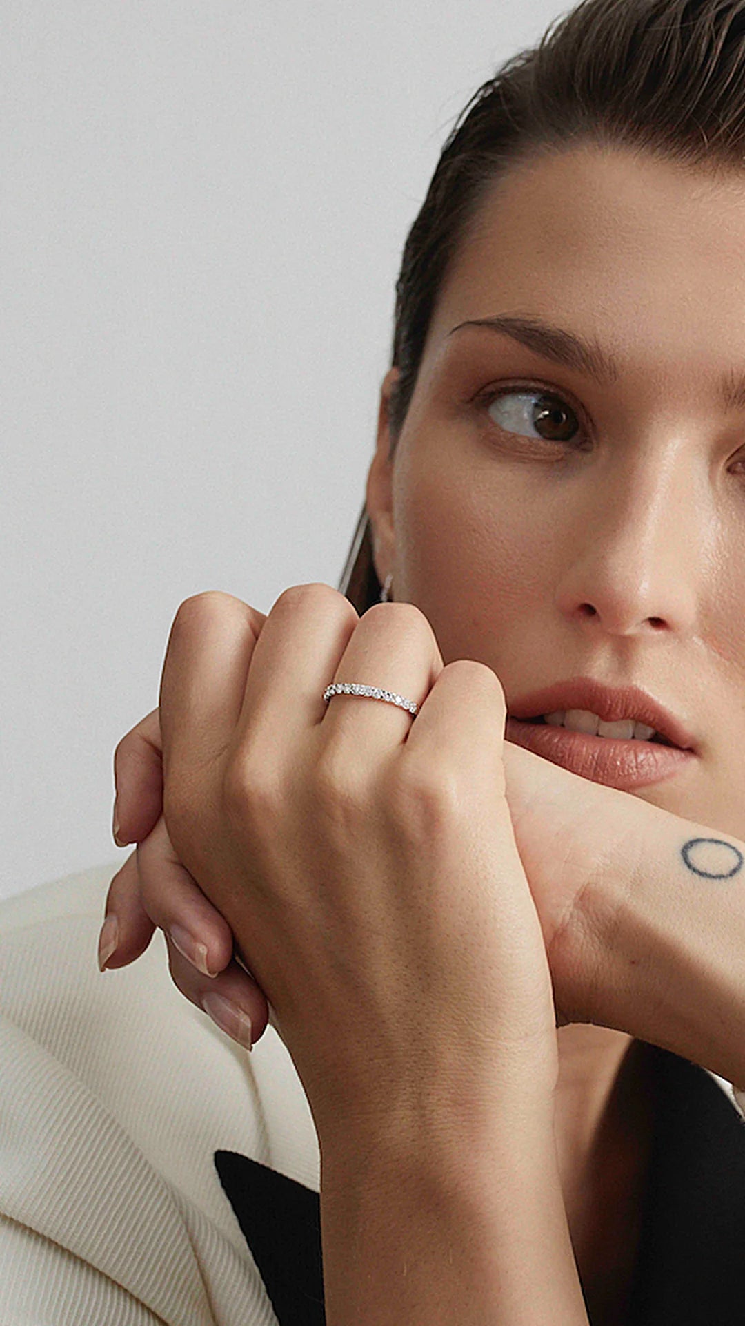 Fairy Lights Zircon Silver Wedding Band - ARTSY SILVER