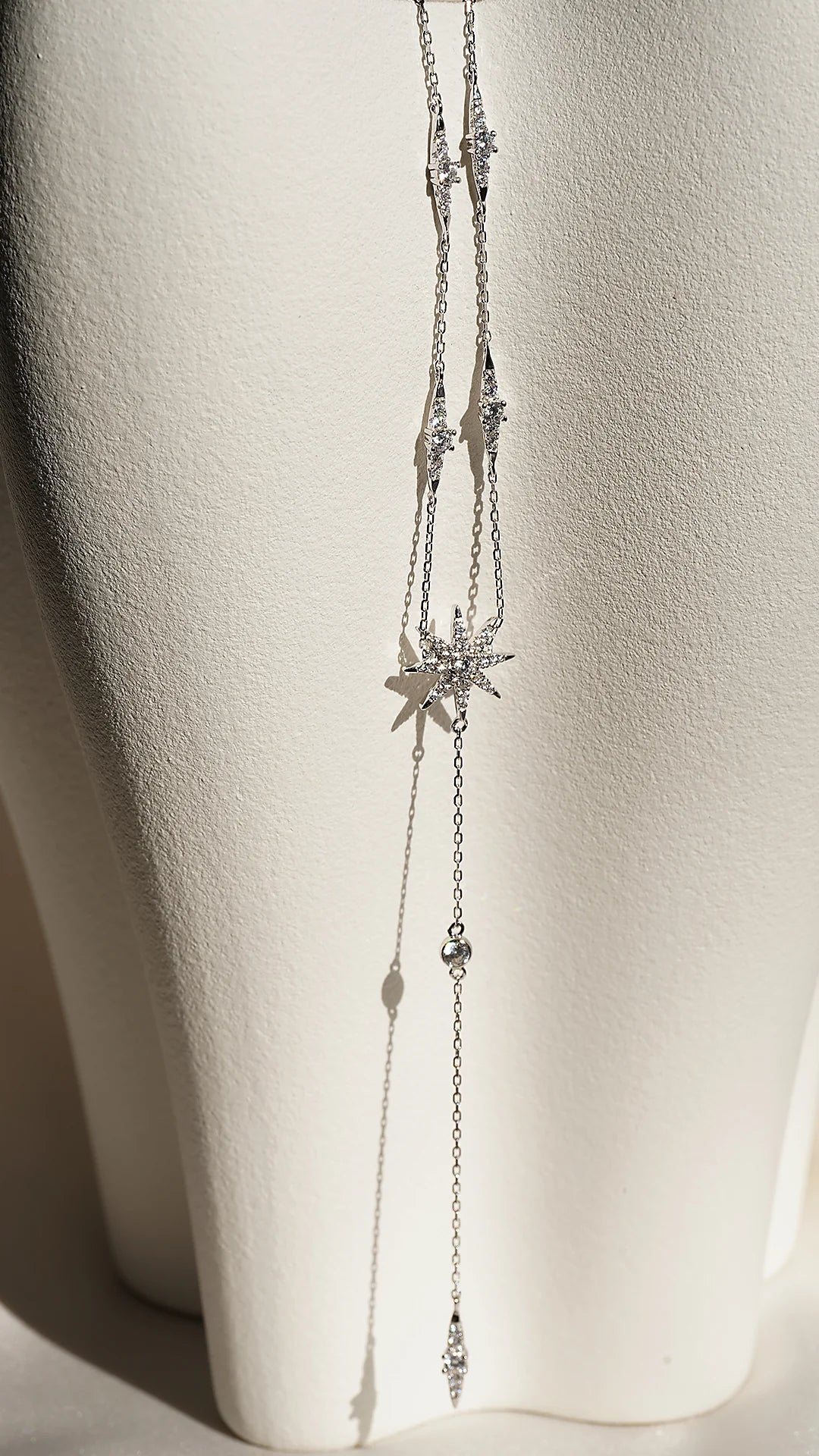 Under moonlight Silver Lariat Necklace