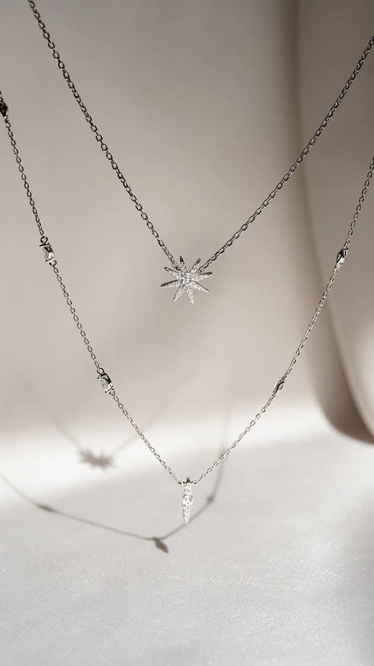 Light Of The Stars Layered Adjustable Necklace - ARTSY SILVER