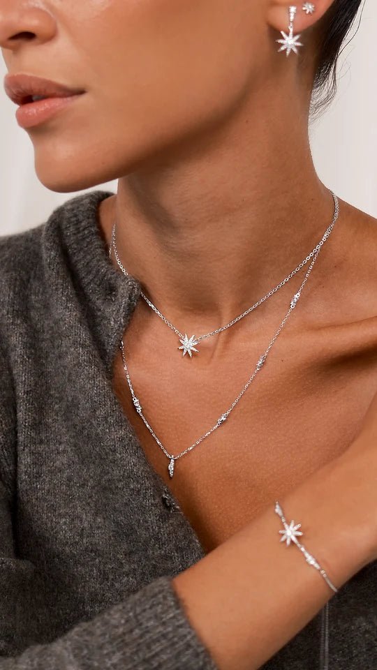 Light Of The Stars Layered Adjustable Necklace - ARTSY SILVER