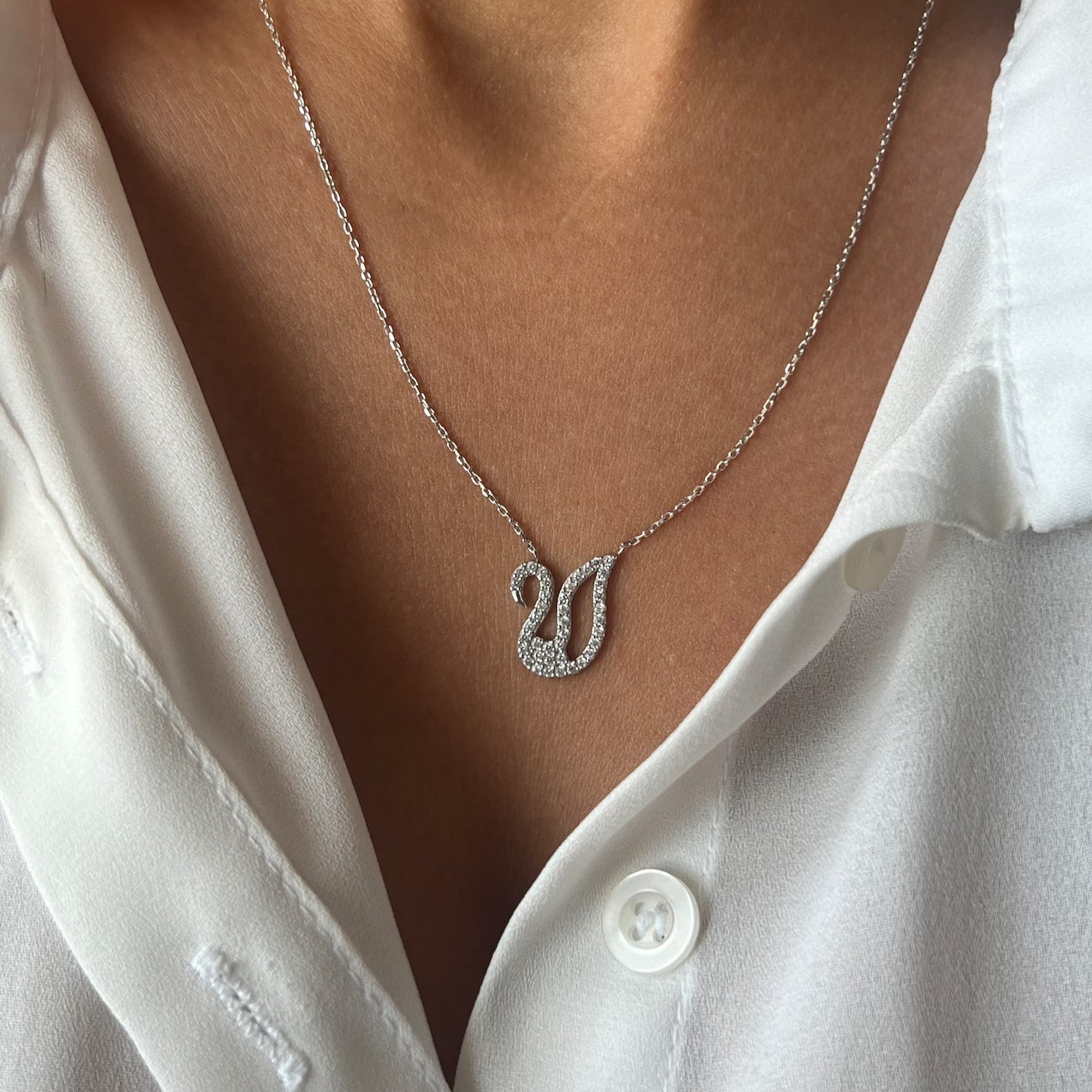 Swan Silver Necklace