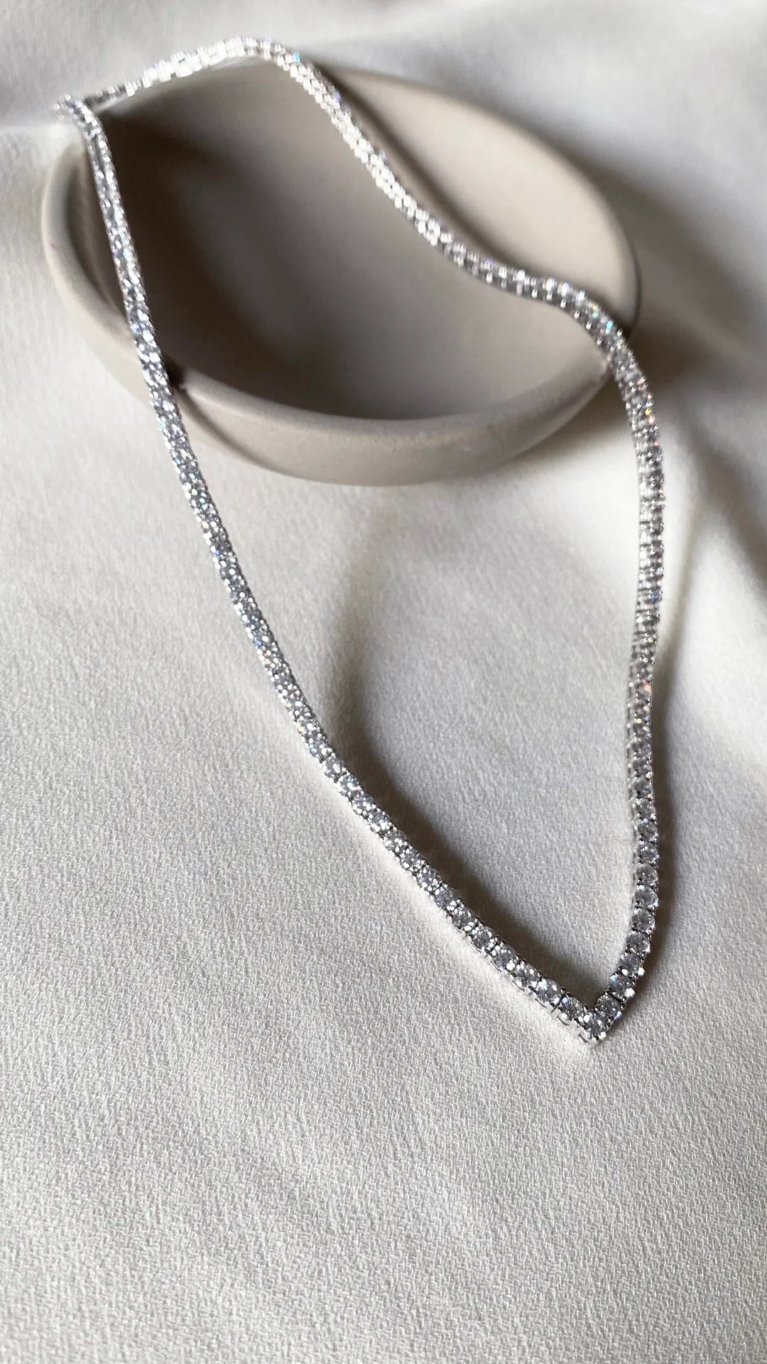 Vee-line Tennis Necklace 3mm Silver 42cm