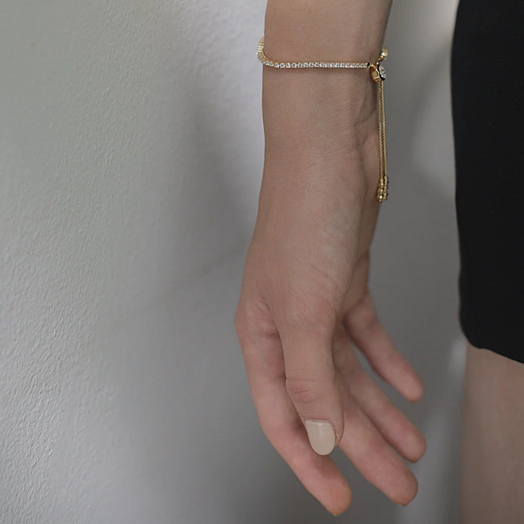 Tennis Adjustable Bracelet 3mm Gold Plating - ARTSY SILVER