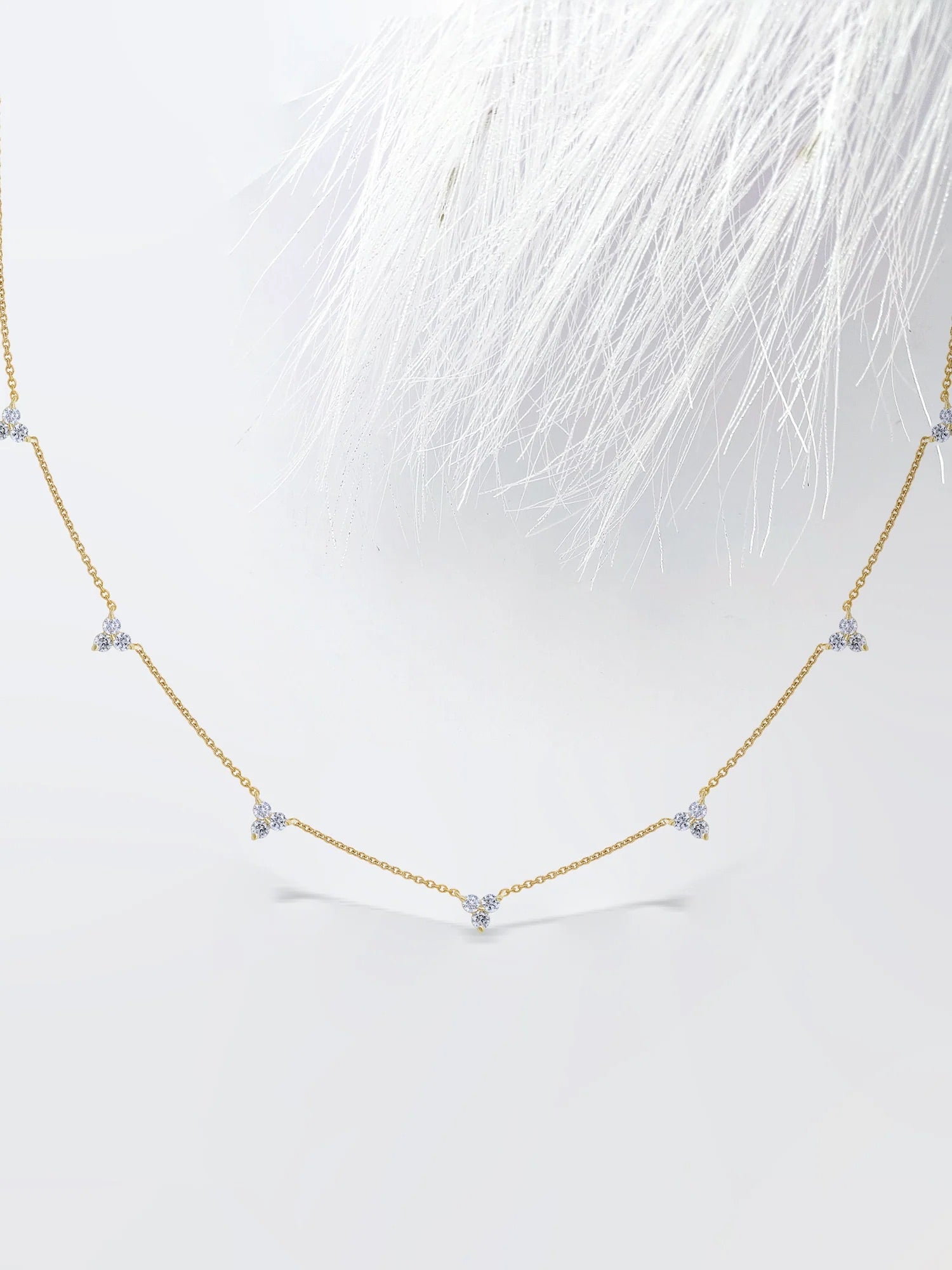 Tiny Three Stones Zircon Necklace - ARTSY SILVER