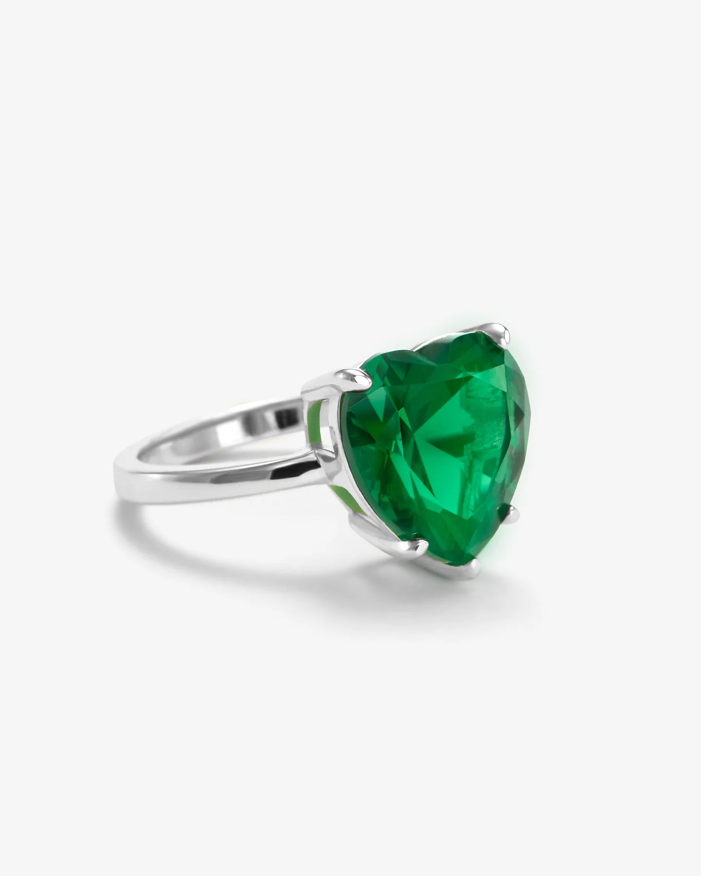 To My Buttercup Silver Emerald Heart Ring