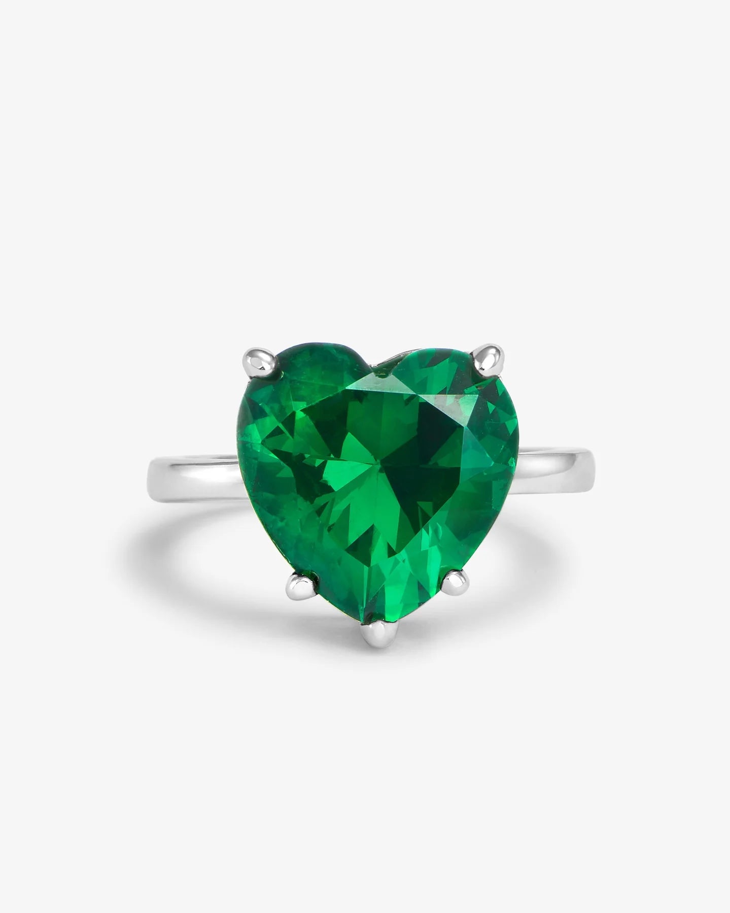 To My Buttercup Silver Emerald Heart Ring