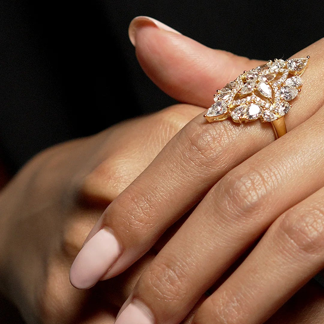 Frosty Glow Zircon Gold Plating Ring - ARTSY SILVER