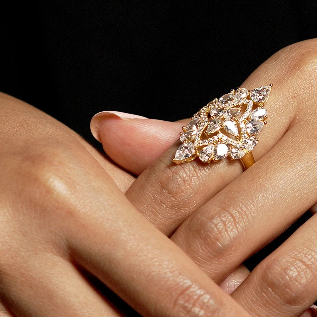 Frosty Glow Zircon Gold Plating Ring - ARTSY SILVER