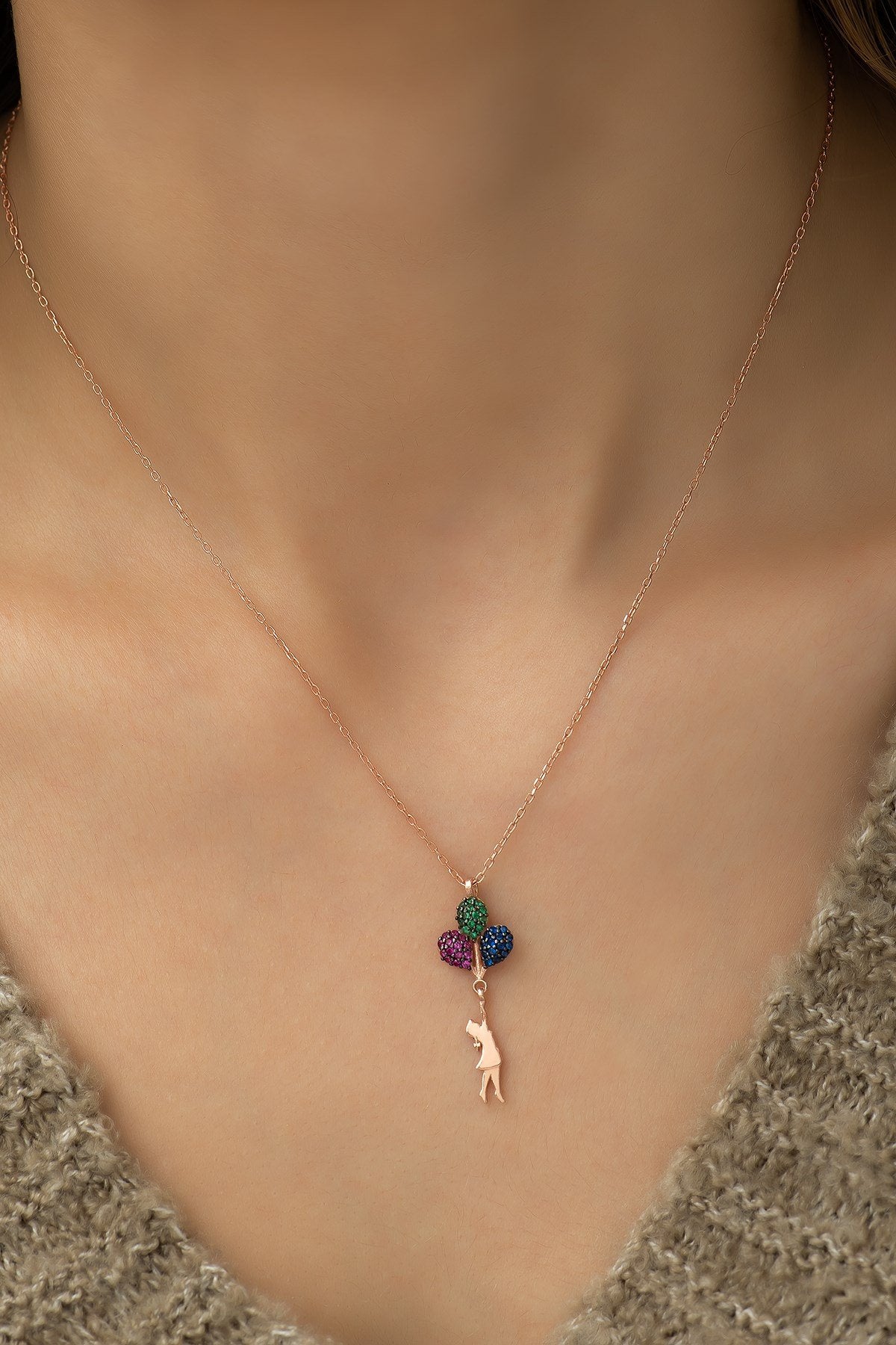 Up Mix Stones Necklace - ARTSY SILVER