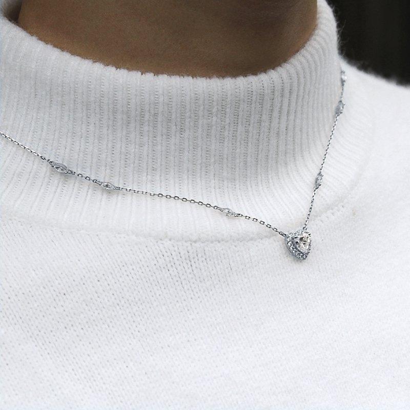 Sweetheart Zircon Silver Necklace - ARTSY SILVER