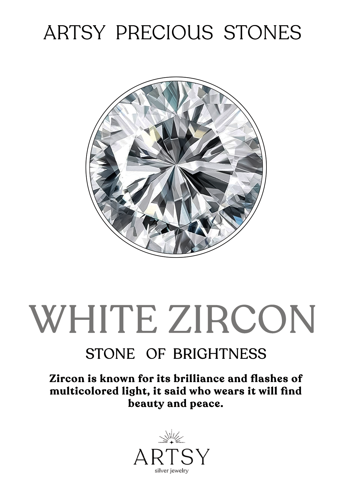 8mm Round White Zircon Stone Earrings