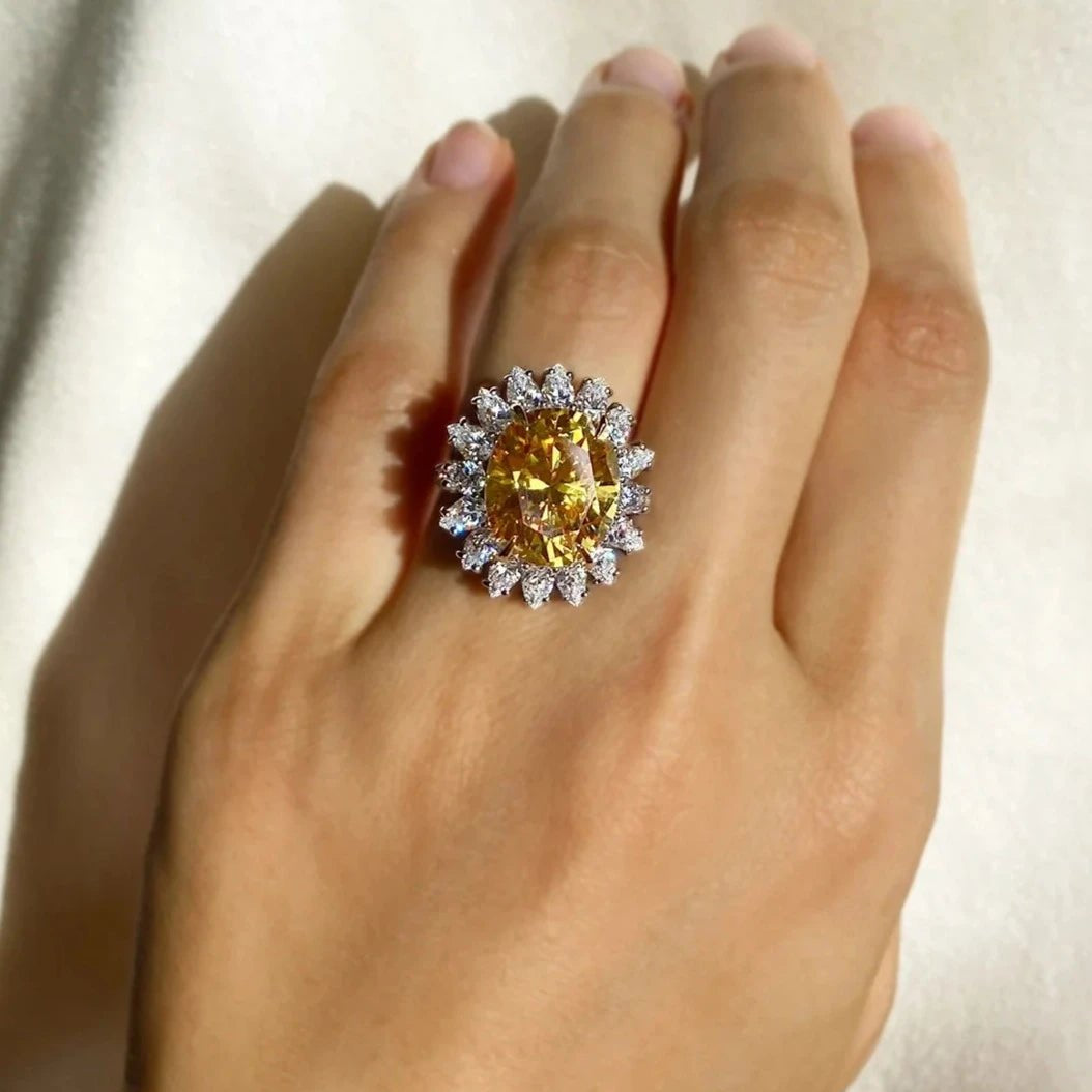 Marie Antoinette Yellow Zircon Ring - ARTSY SILVER