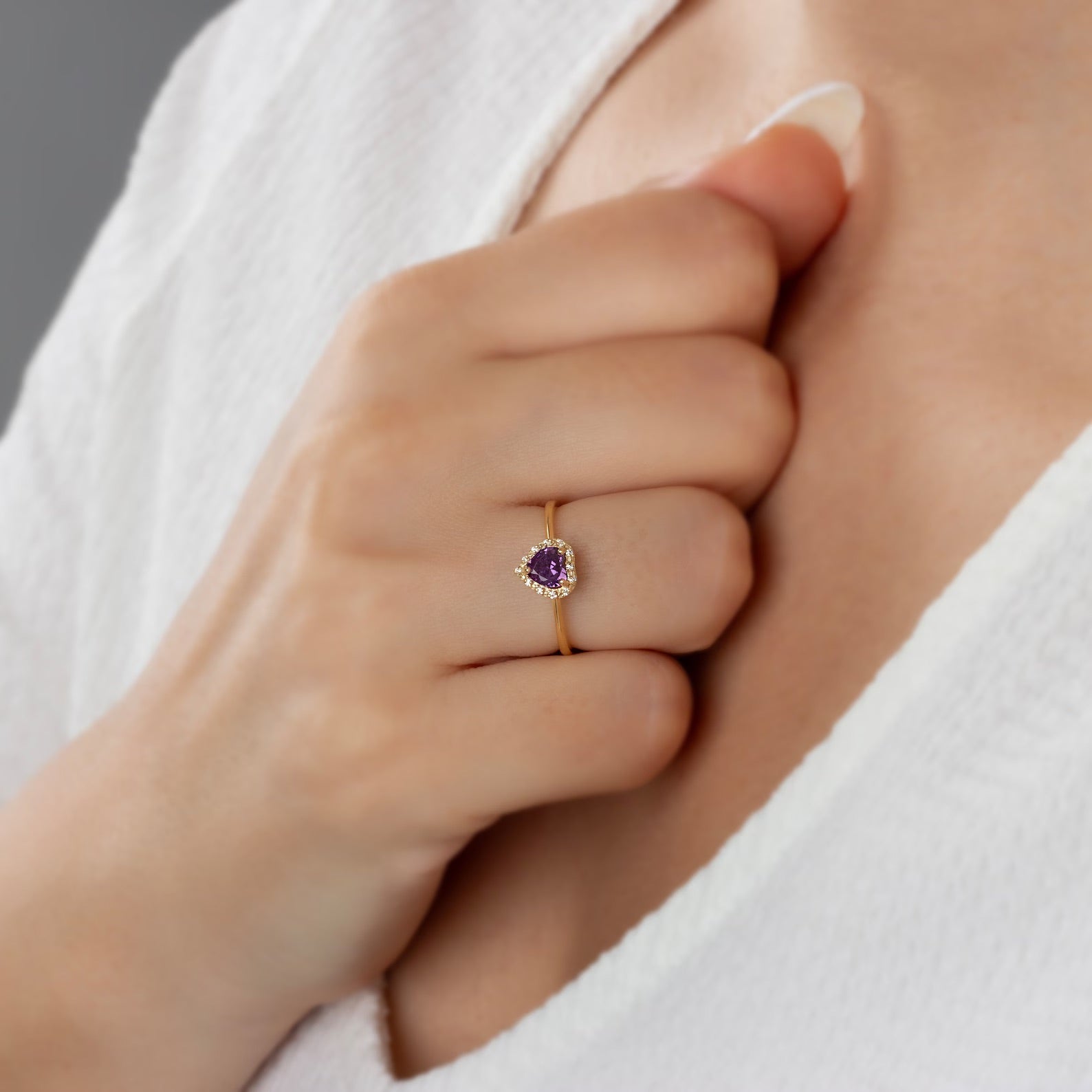 You Amethyst  Heart Ring