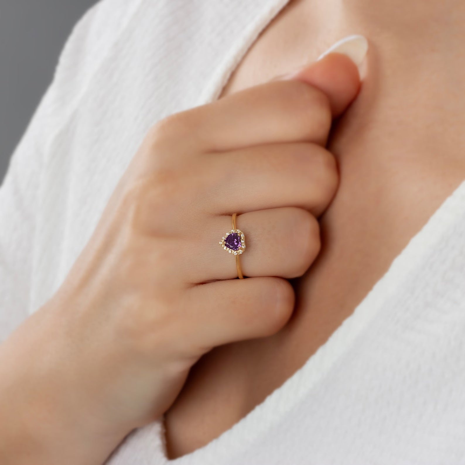 You Amethyst Heart Ring - ARTSY SILVER