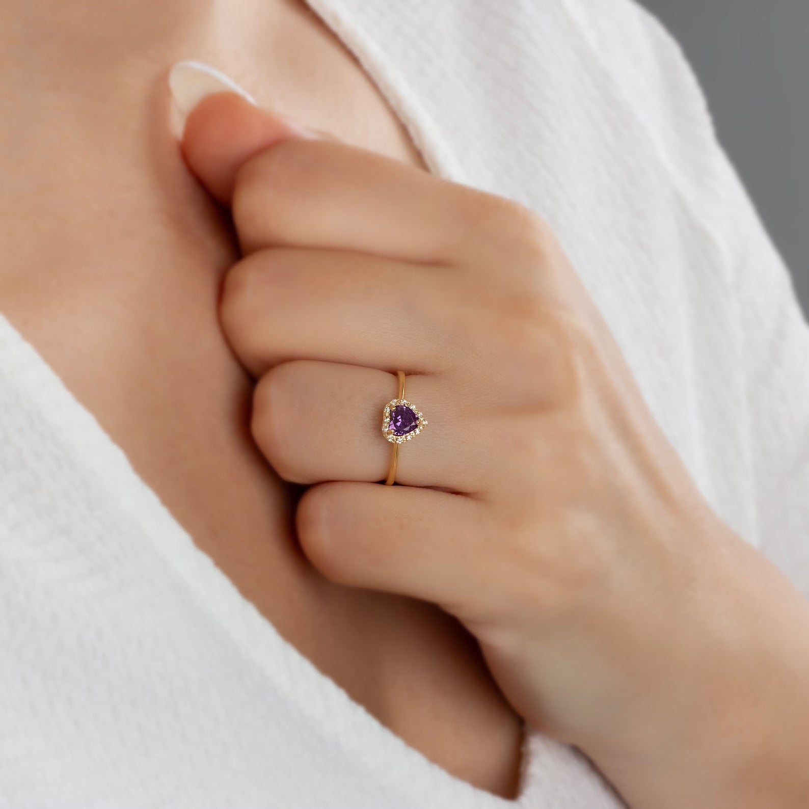 You Amethyst Heart Ring - ARTSY SILVER