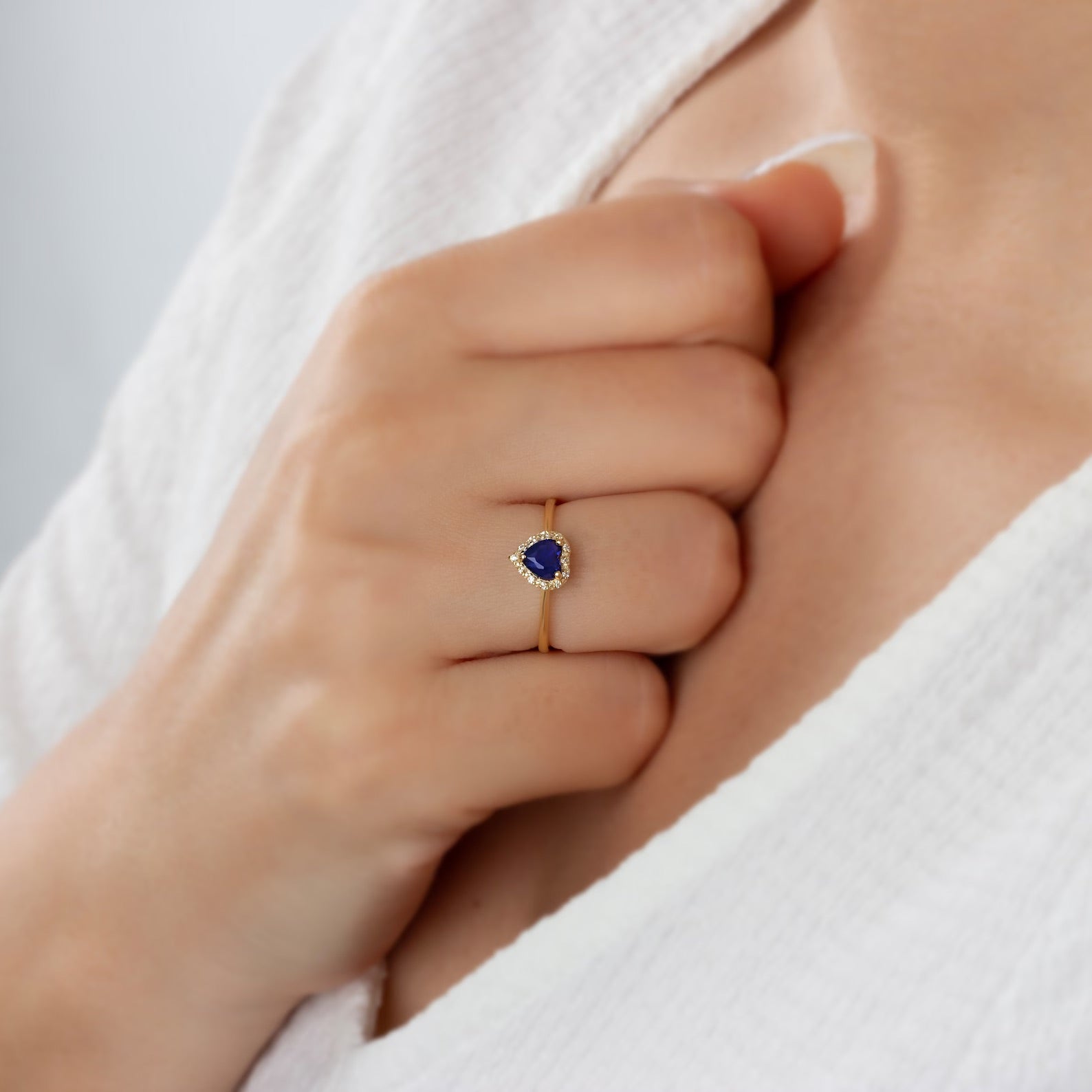 You Blue Sapphire Heart Ring - ARTSY SILVER