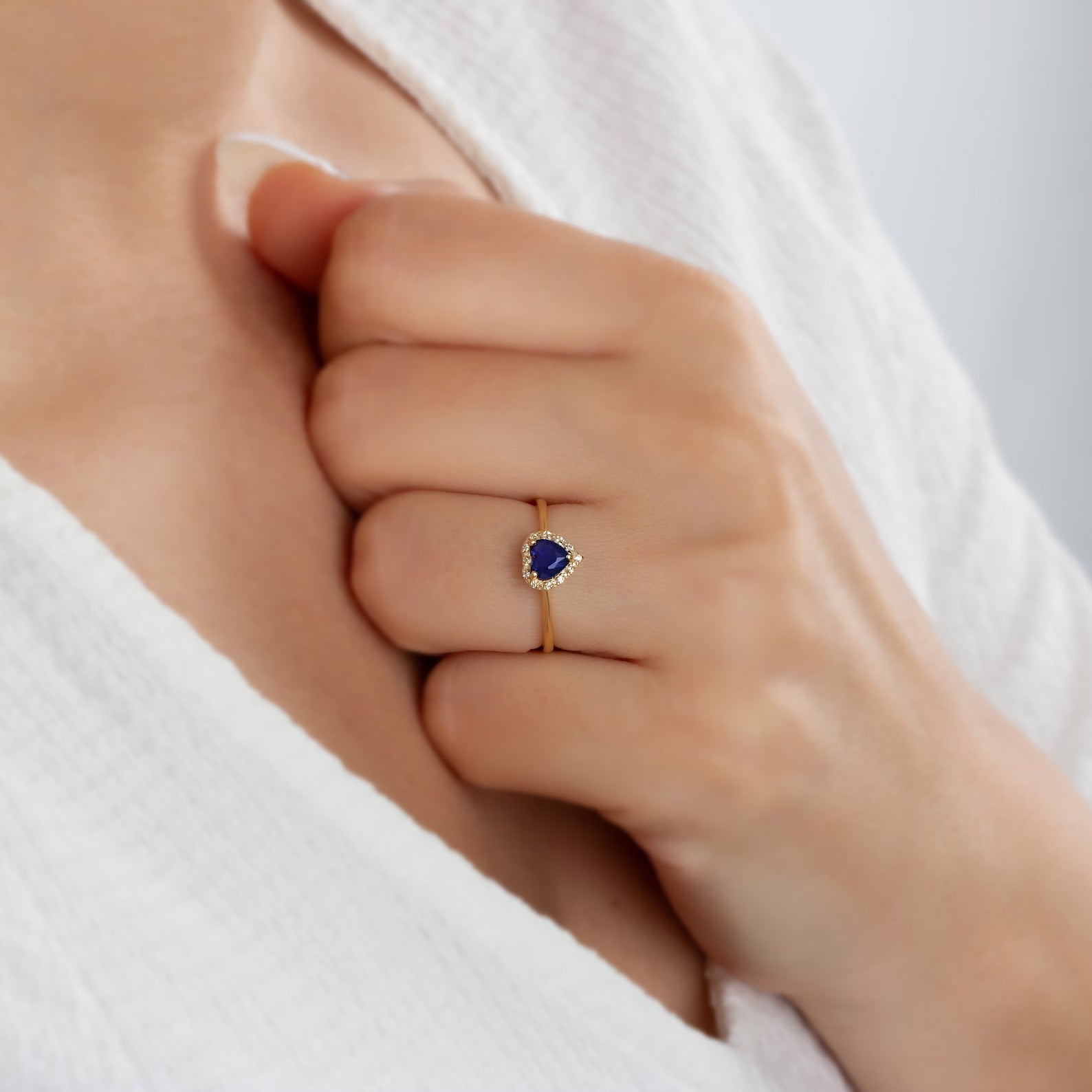 You Blue Sapphire Heart Ring - ARTSY SILVER