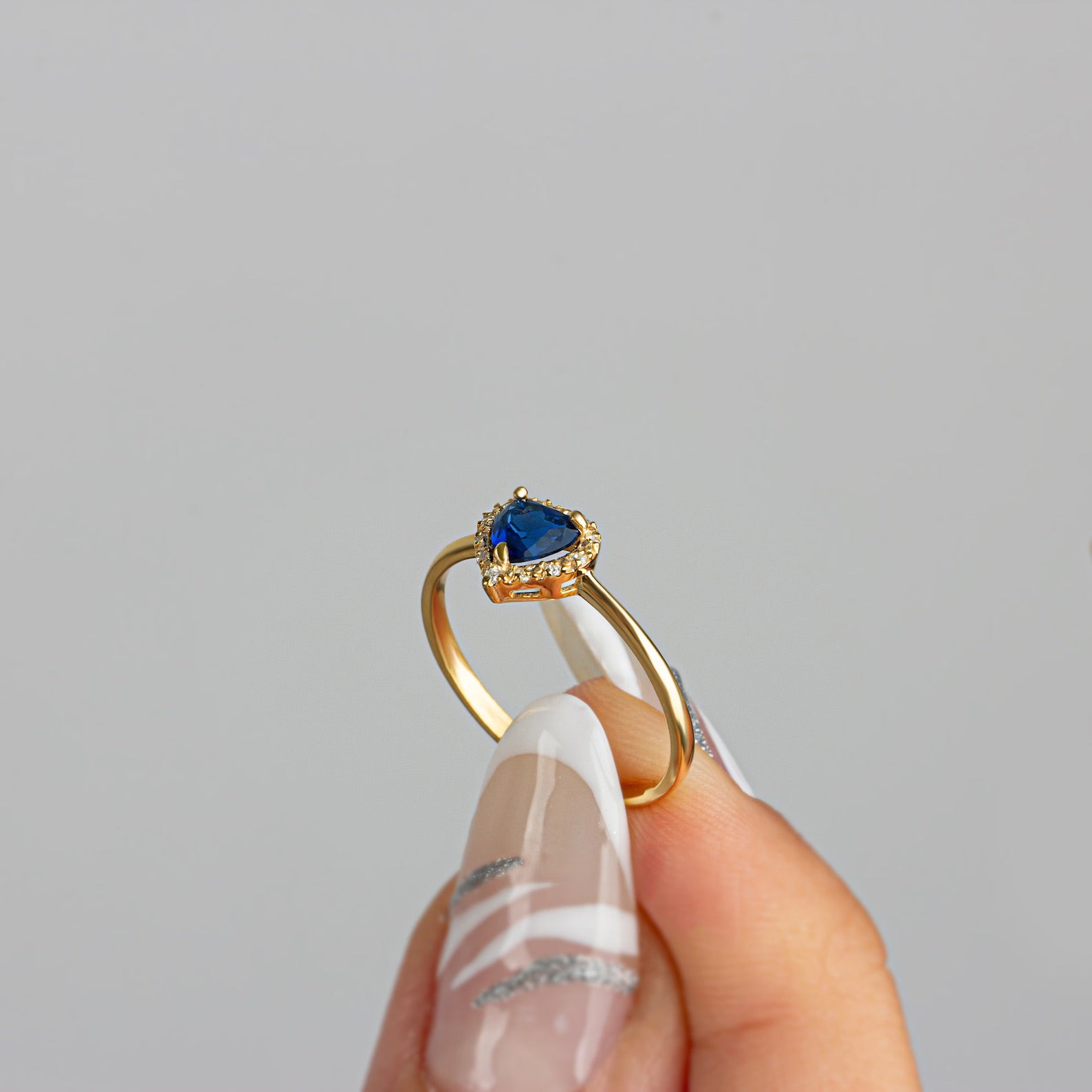 You Blue Sapphire Heart Ring - ARTSY SILVER