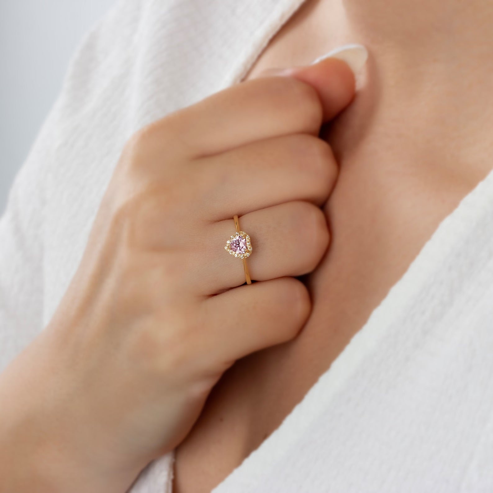 You Pink Zircon Heart Ring