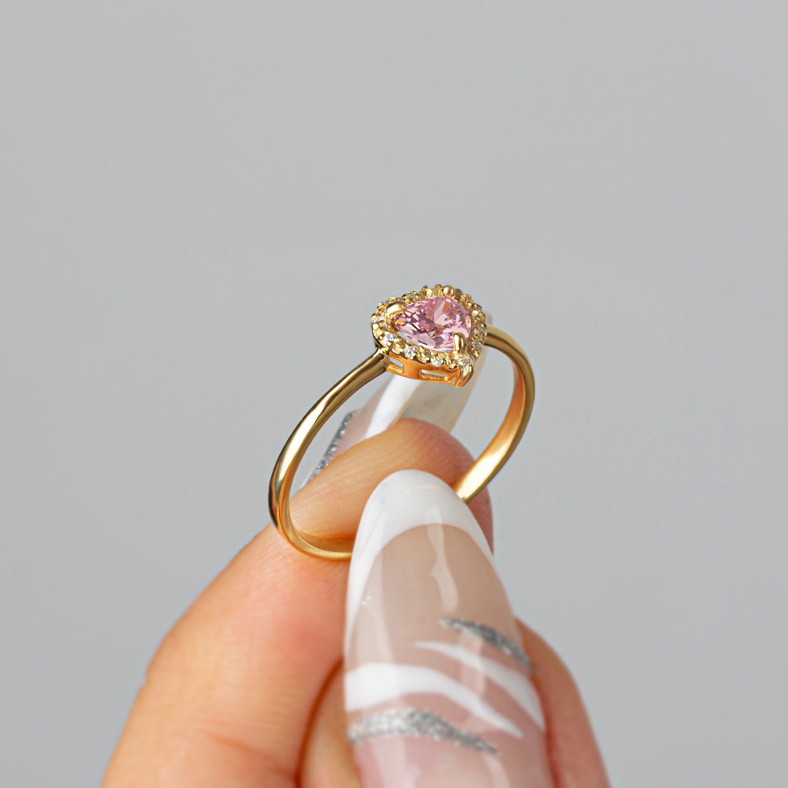 You Pink Zircon Heart Ring