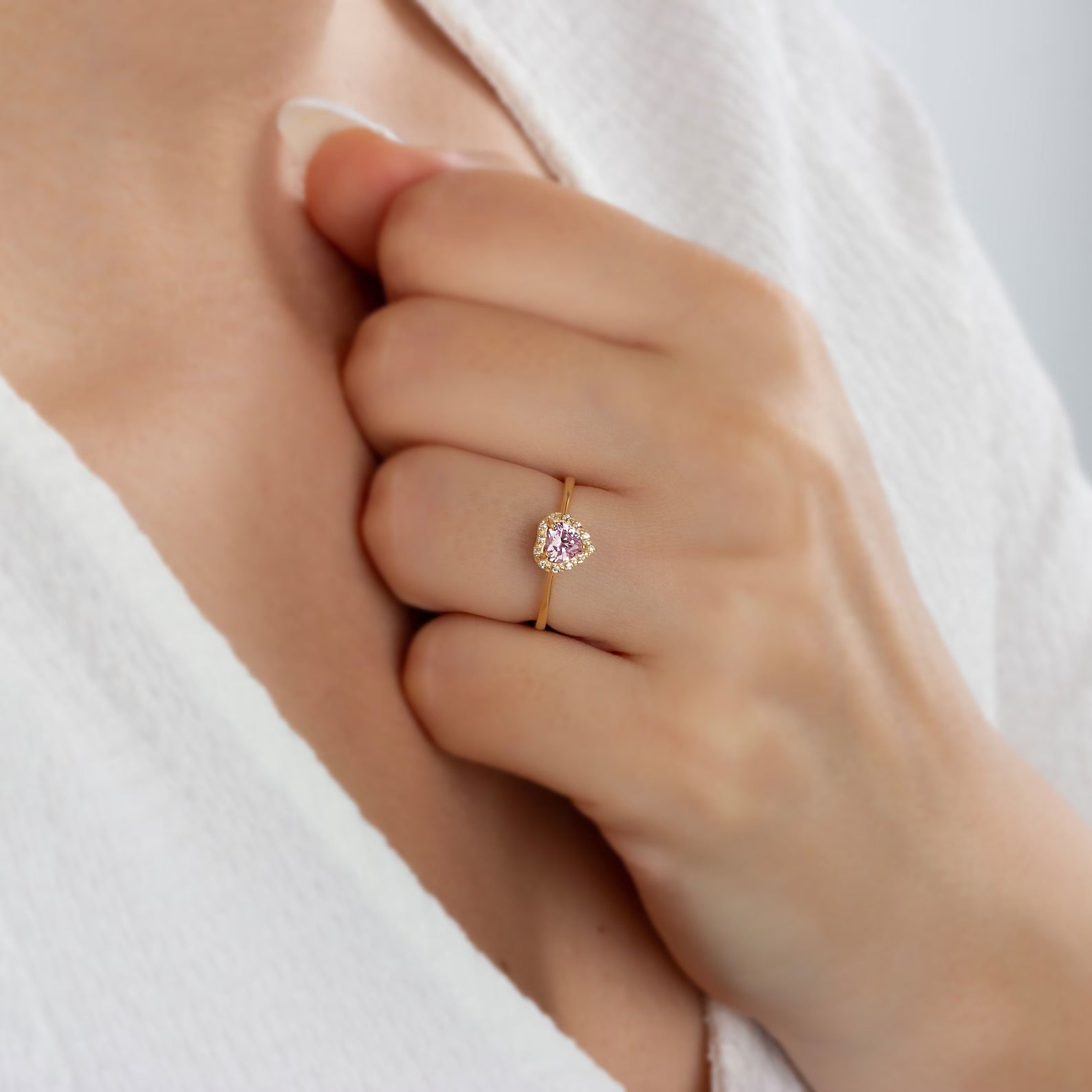 You Pink Zircon Heart Ring