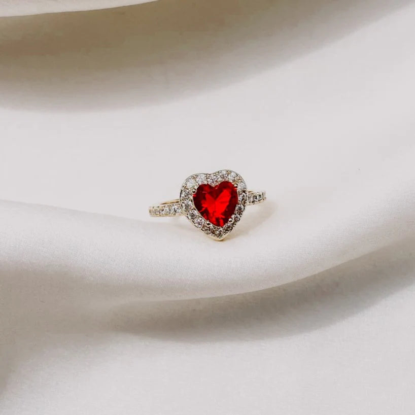 You Red Zircon Heart Ring