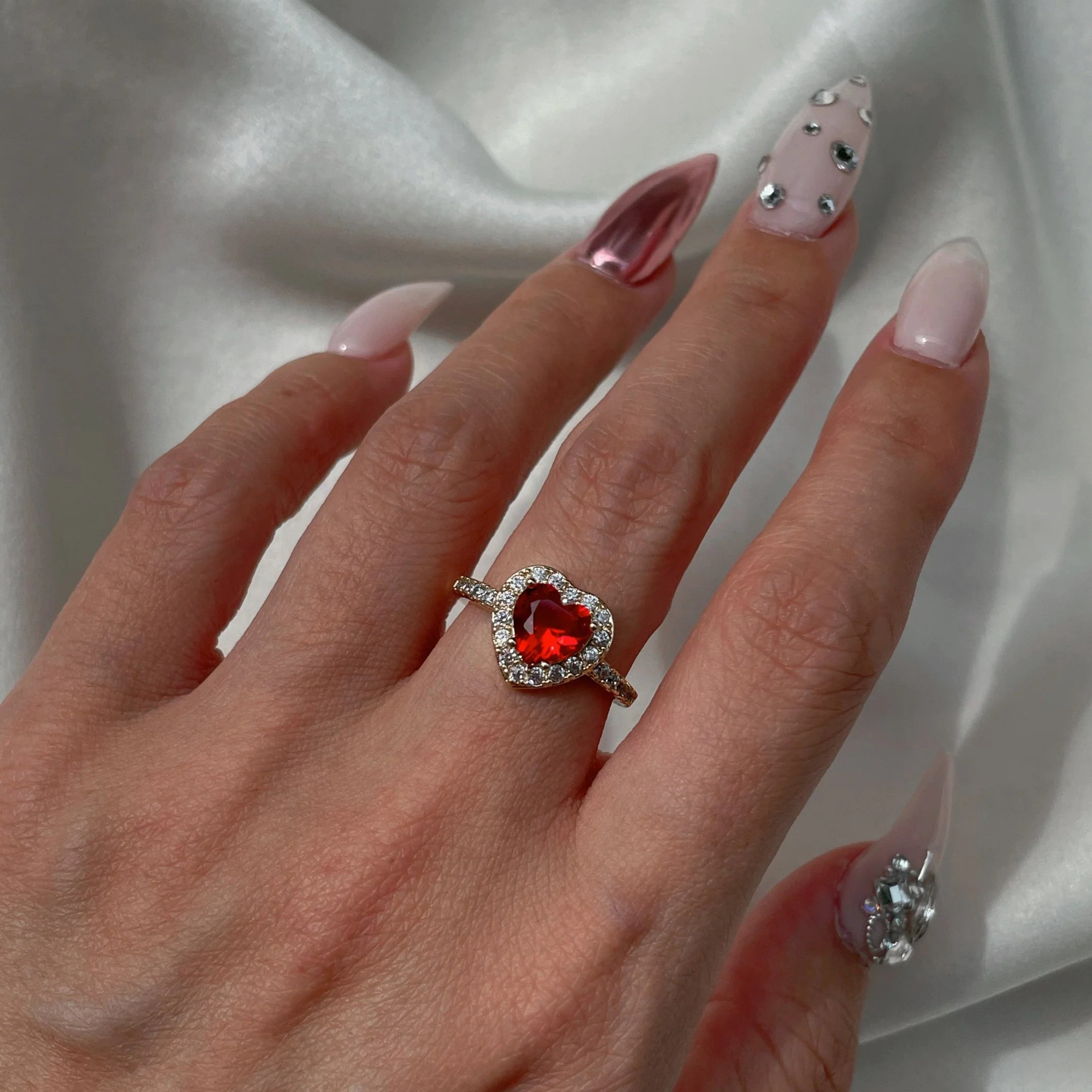 You Red Zircon Heart Ring