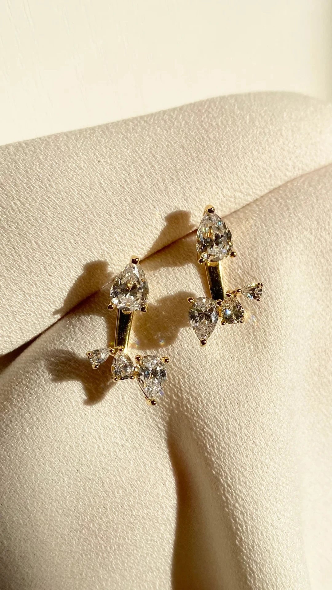 White Zircon Earrings Gold Plated woman's  - ARTSY SILVER