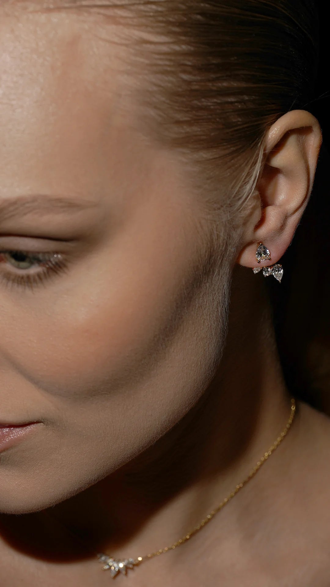White Zircon Earrings Gold Plated woman's  - ARTSY SILVER