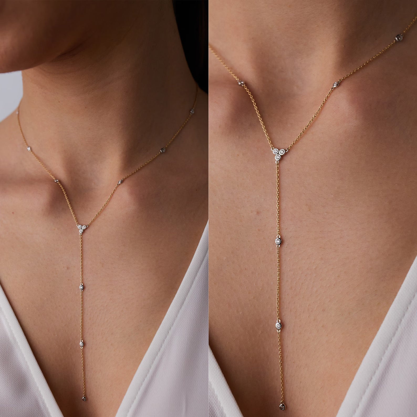 Trinity Zircon Stones Lariat Necklace