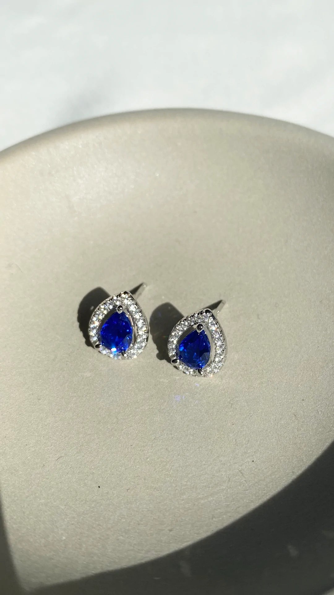 Blue sapphire pear cut earrings