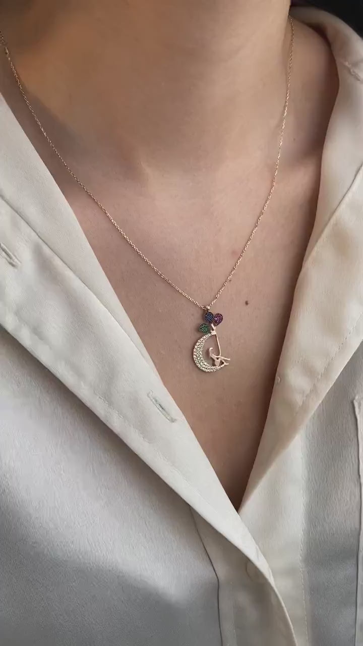 Colorful Stones Ballon Girl Necklace