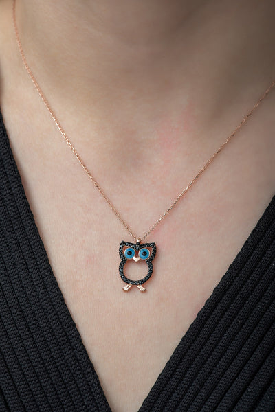 Black Owl Necklace - ARTSY SILVER
