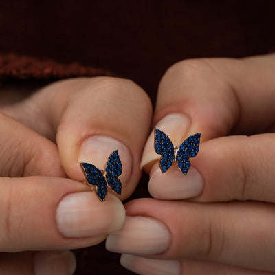Blue Butterfly Earrings - ARTSY SILVER