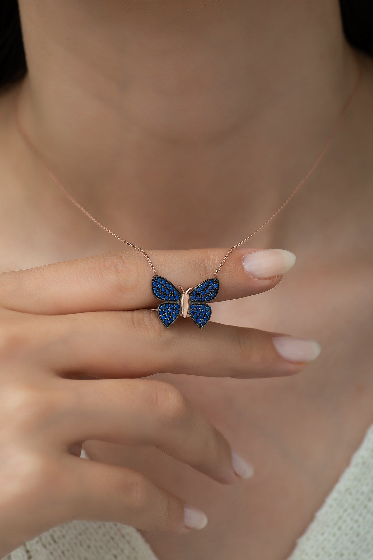 Blue Murano Glass Butterfly Necklace Set