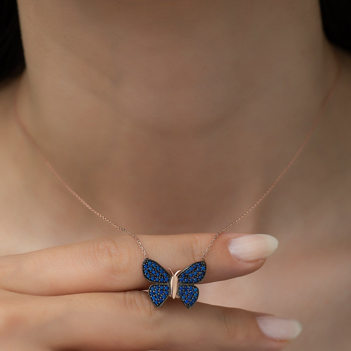 Blue Butterfly Necklace