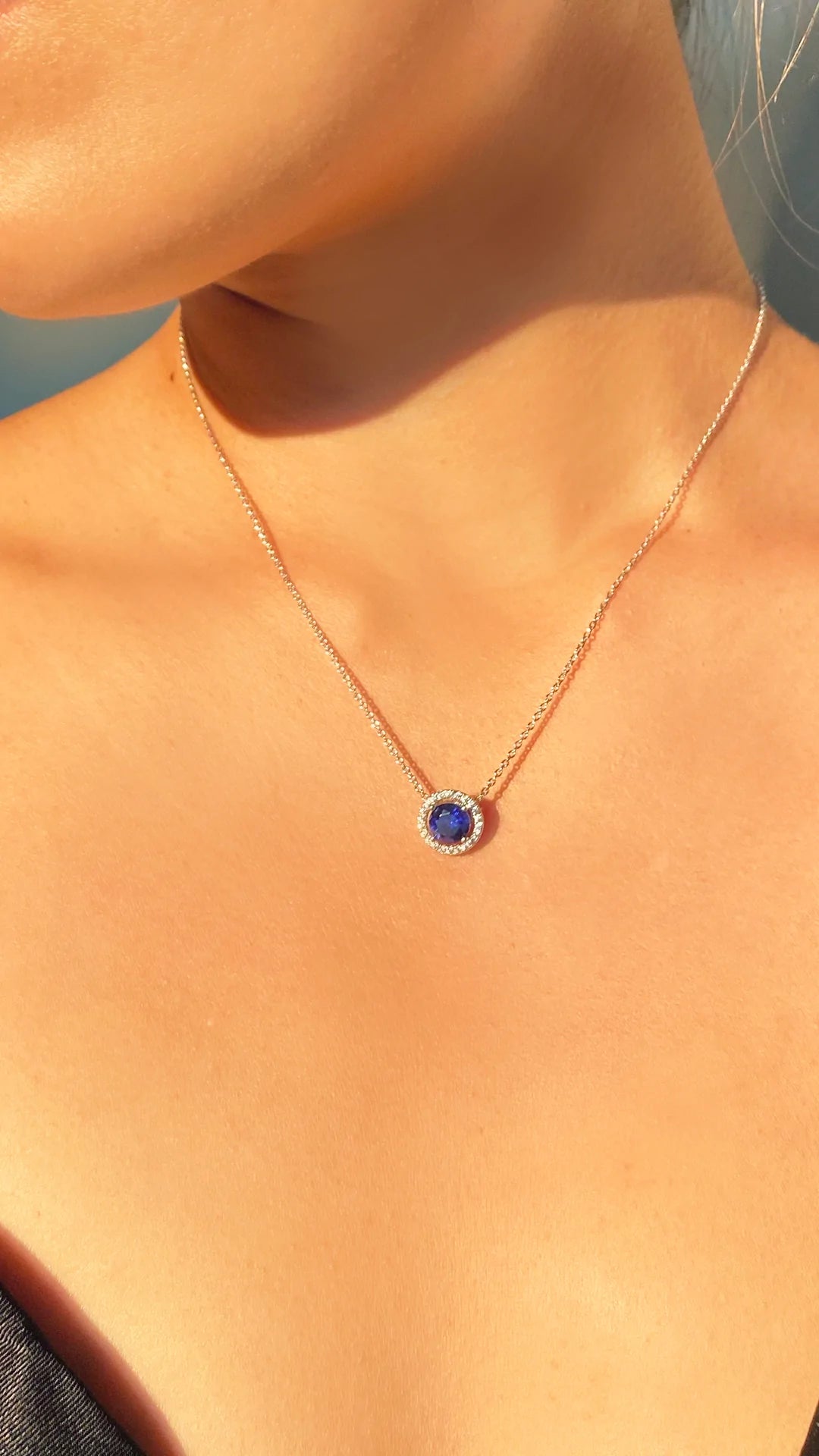 Blue Sapphire Stone Round cut Necklace & Earrings set