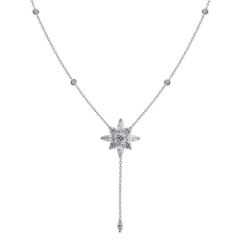 Round & Marquise Stone Lariat Necklace - ARTSY SILVER
