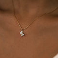 Dainty White Enamel Butterfly Necklace - ARTSY SILVER