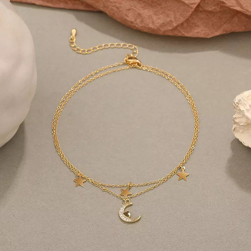Moon star anklet