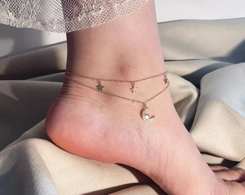 Moon star anklet