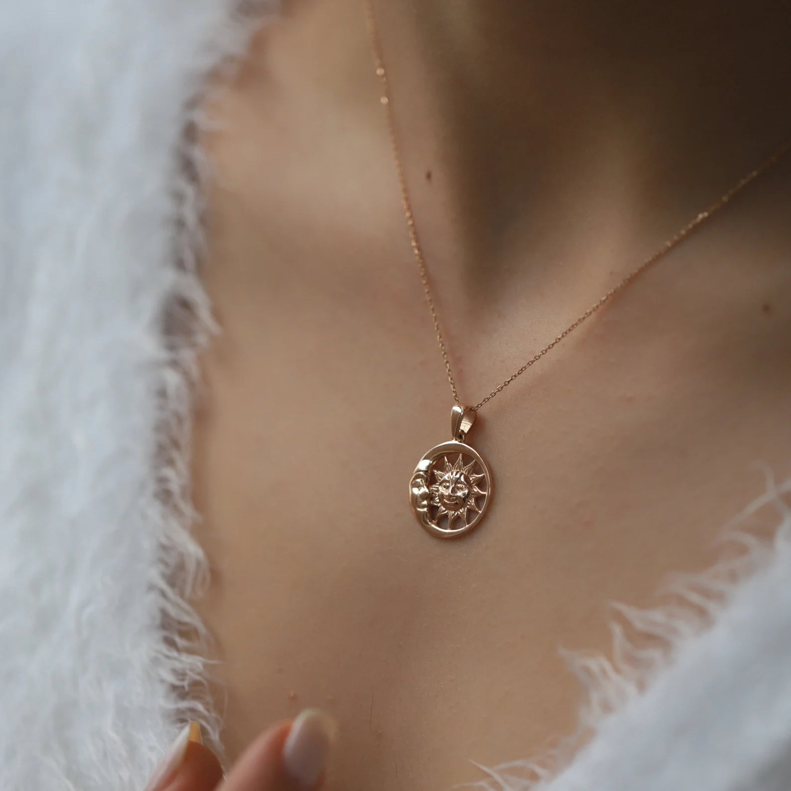 Moon Sun In Circle Necklace