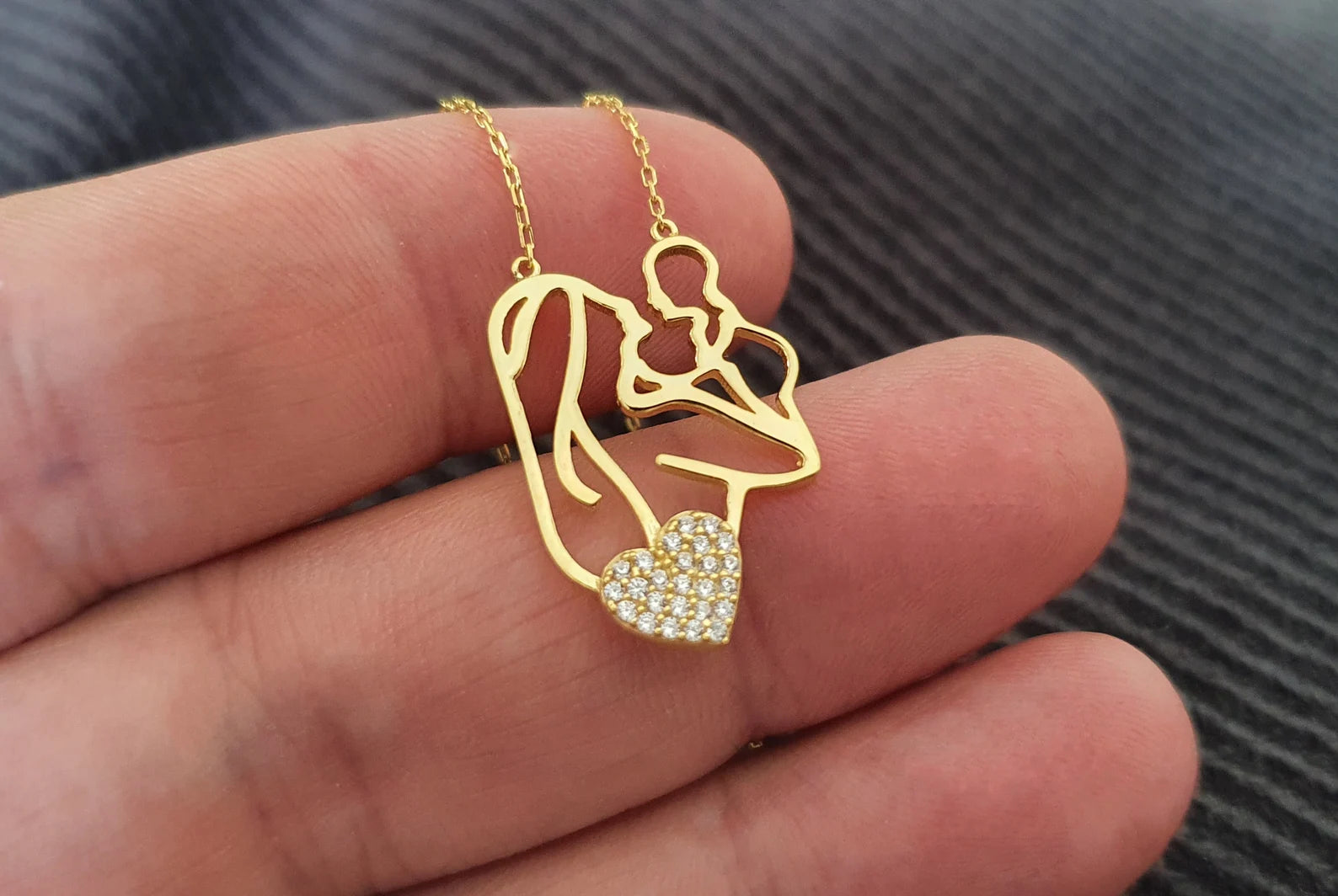 Mother Baby Necklace Gold Plating