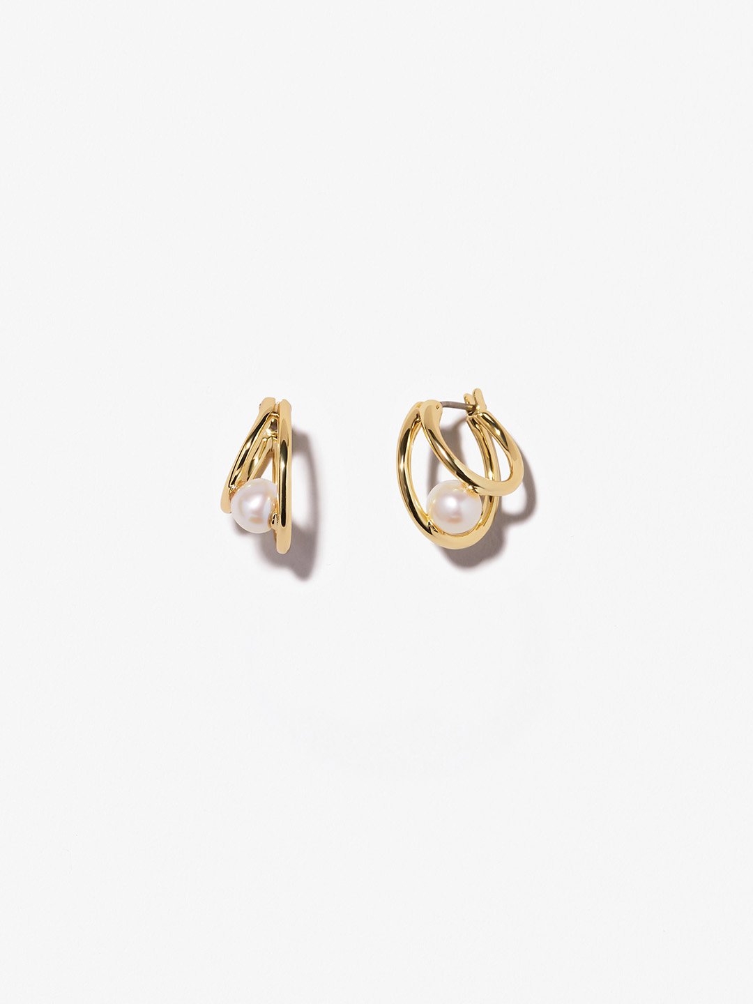 Pearl Double Hoops Earrings