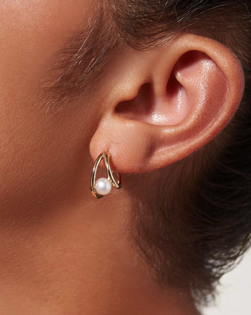 Pearl Double Hoops Earrings