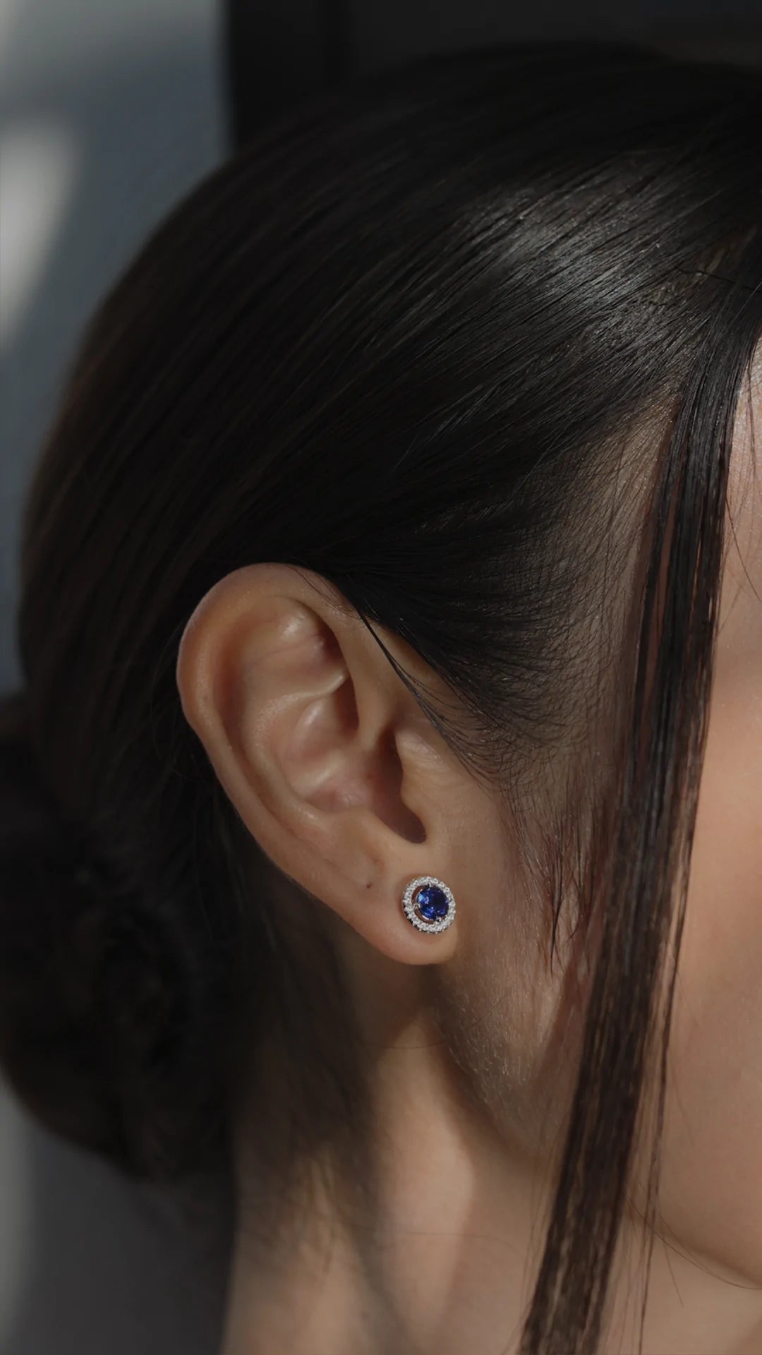 Blue Sapphire Round Earrings