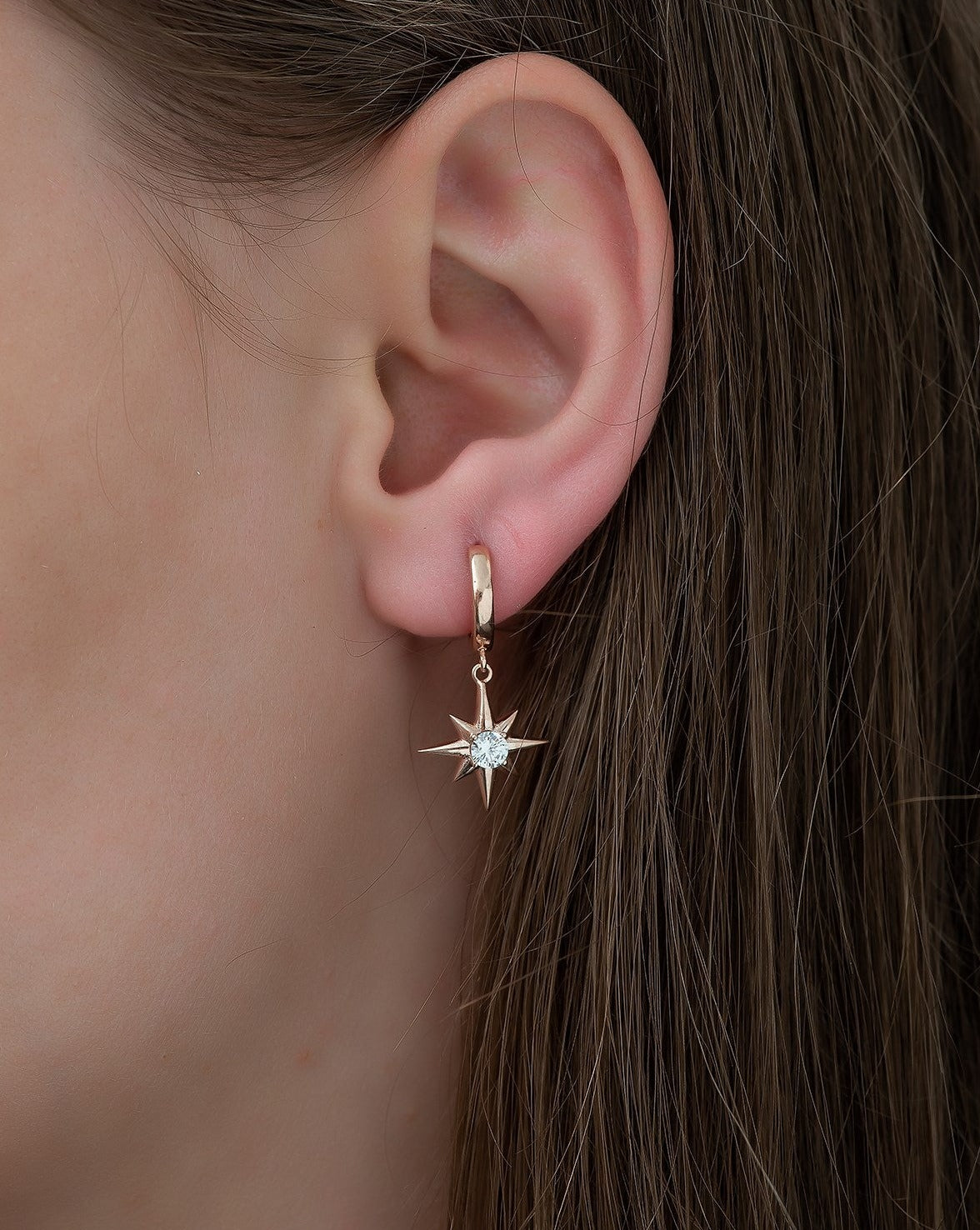 Solitaire Pole Star Earrings